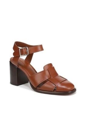 New Vince Lyra Ankle Strap Sandal Brown Leather Sz 7.5